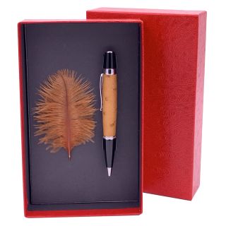 Kugelschreiber mit echtem Straußenleder belegt - Farbe hellbraun