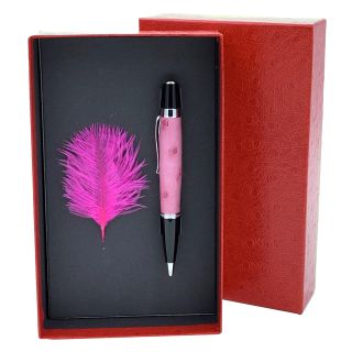 Kugelschreiber mit echtem Straußenleder belegt - Farbe pink
